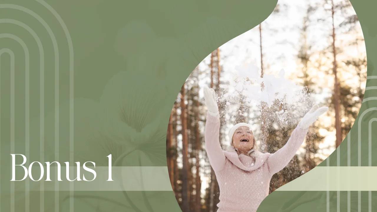 ole psyykkisesti vahva verkkovalmennuksen bonuksen kansi, jossa hyvinvoiva ja onnellinen nainen