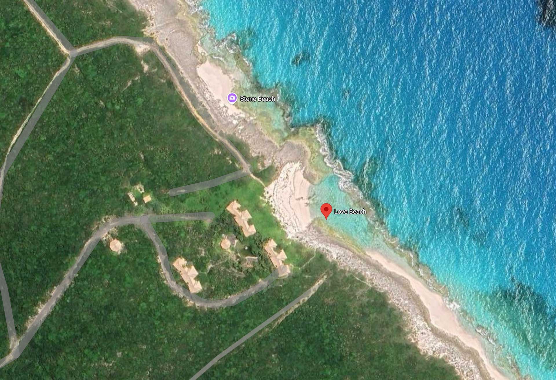 Love Beach, Long Island, Bahamas Map