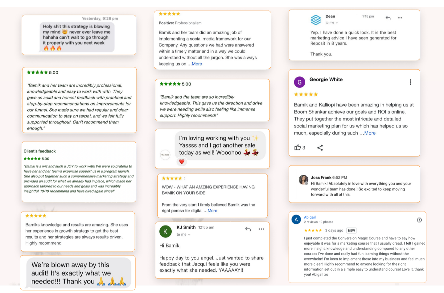 Reviews and testimonials about marketing and Facebook ads experts Optimised Digital and Bamik Baker. Conversion Magic reviews.