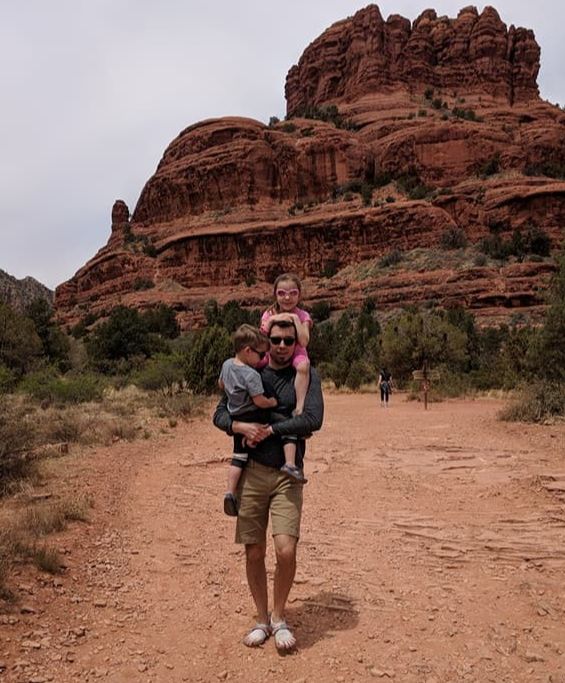 Chris von der Mehden in Sedona with his children