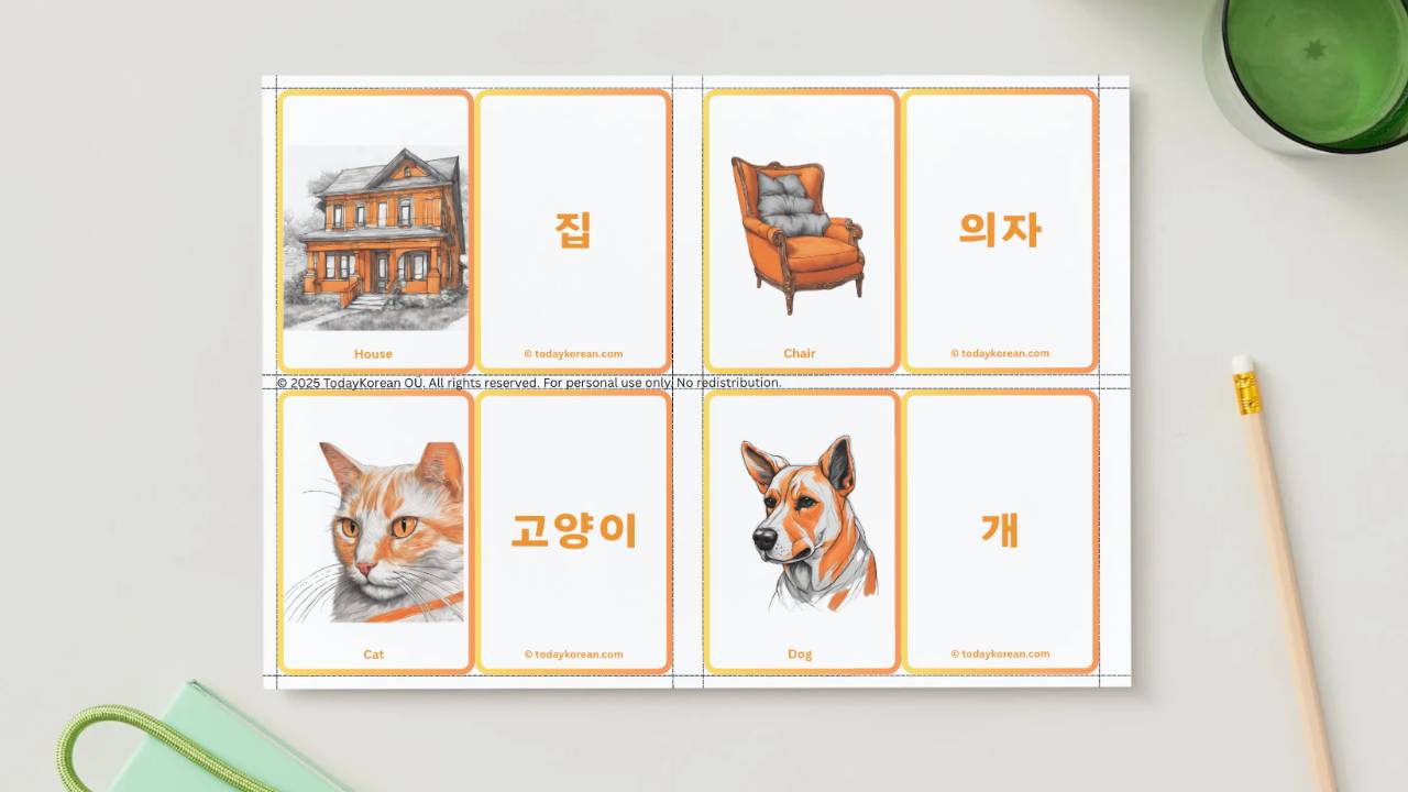orange color flashcard