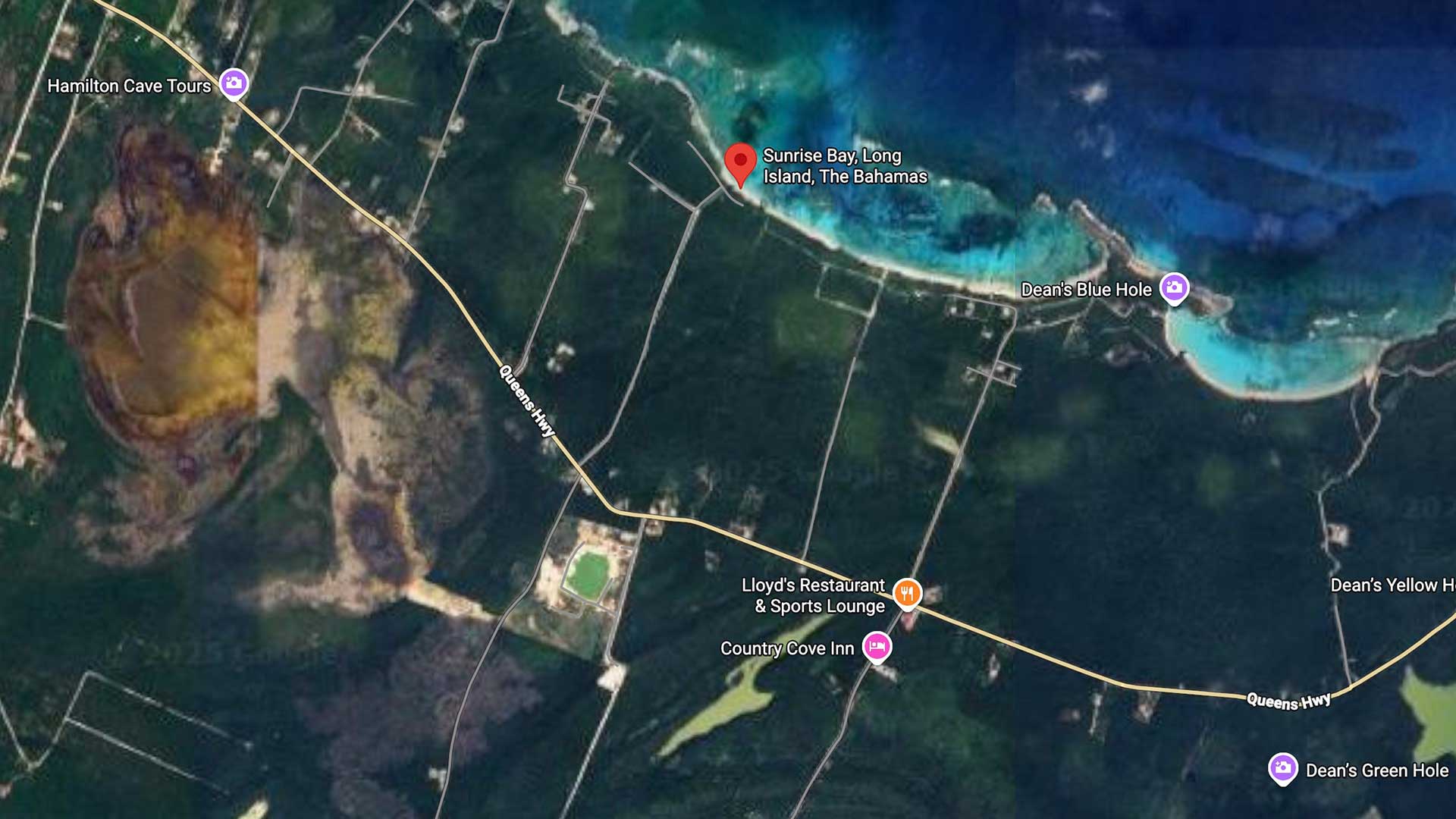 Sunrise Bay Beach, Long Island, Bahamas Map