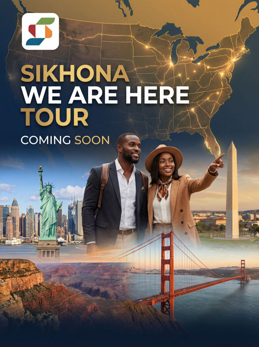 Two people traveling, representing the upcoming Sikhona “We Are Here” Tour.