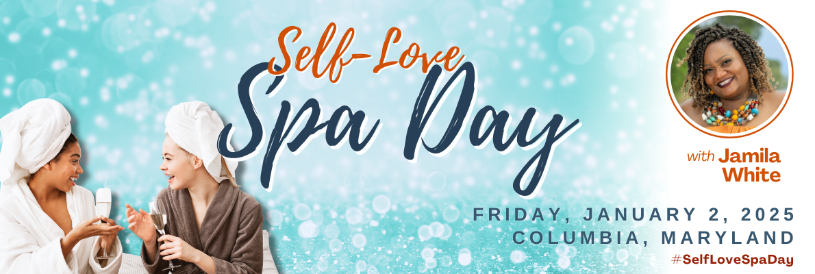 Self Love Spa Day with Jamila White - image has two women in robes and with towels on wrapped on their heads