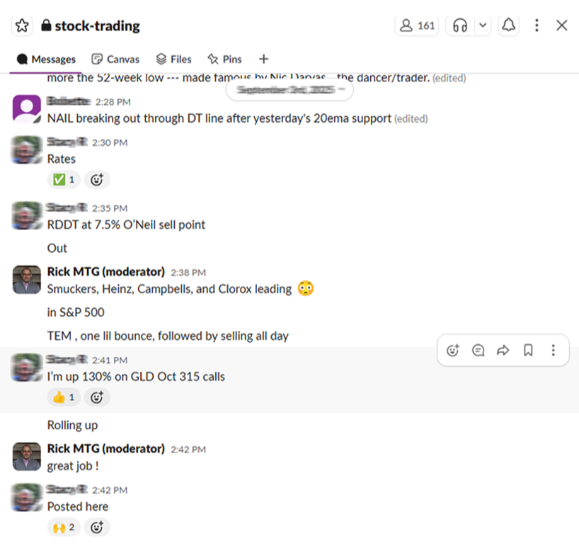 Swing Trader Chatroom Screenshot