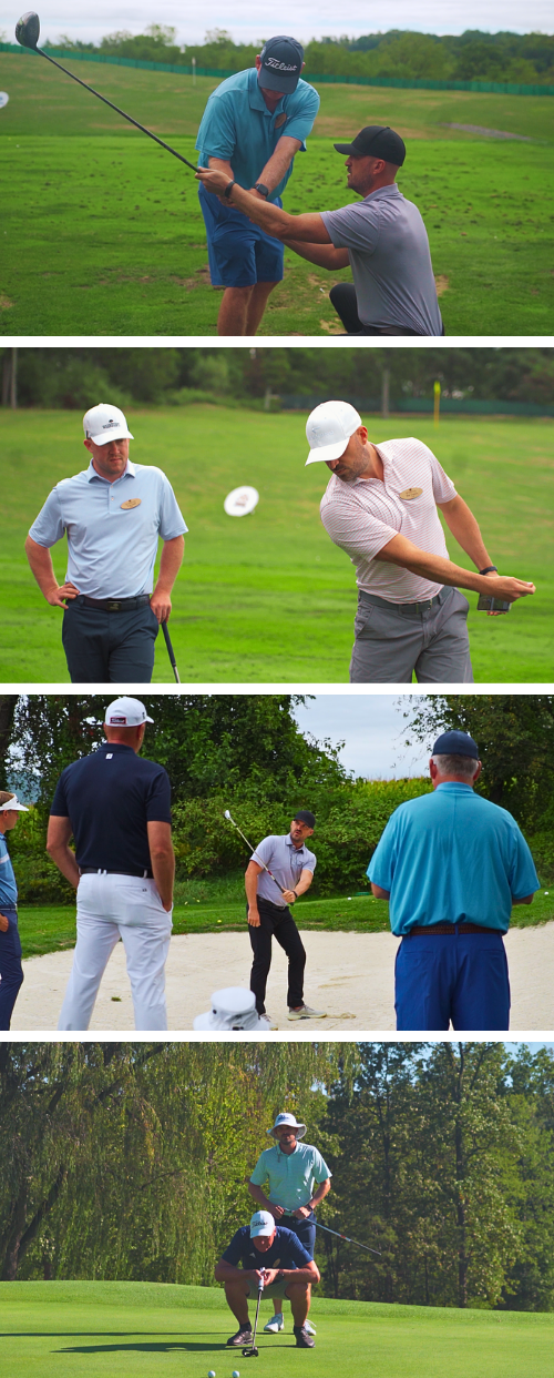 Golf school participants receiving hands-on coaching from Eric Cogorno, Golf Digest Top 50 Teacher.