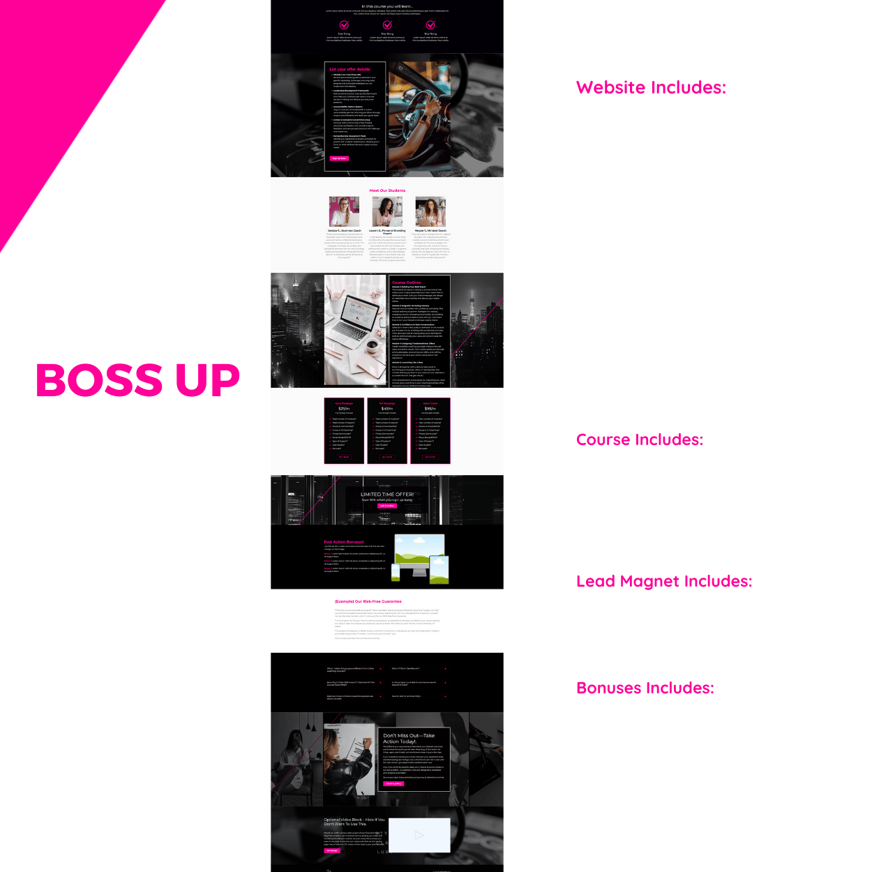 Boss Up Kajabi Bundle individual page listings