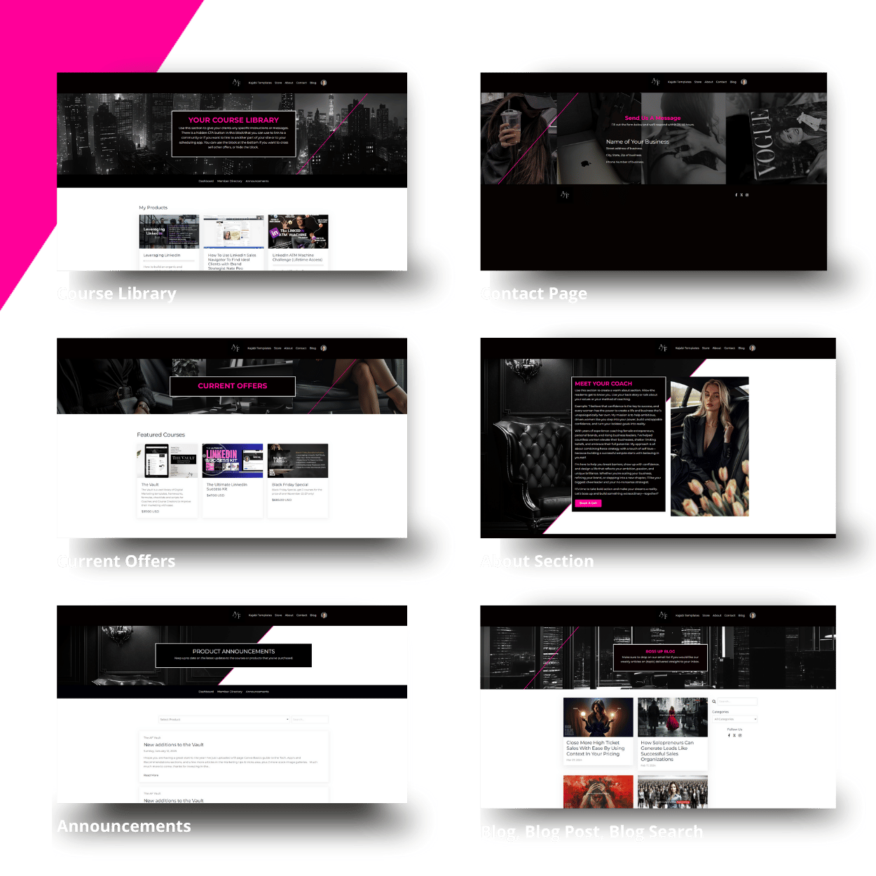 Boss Up Kajabi Bundle individual page listings