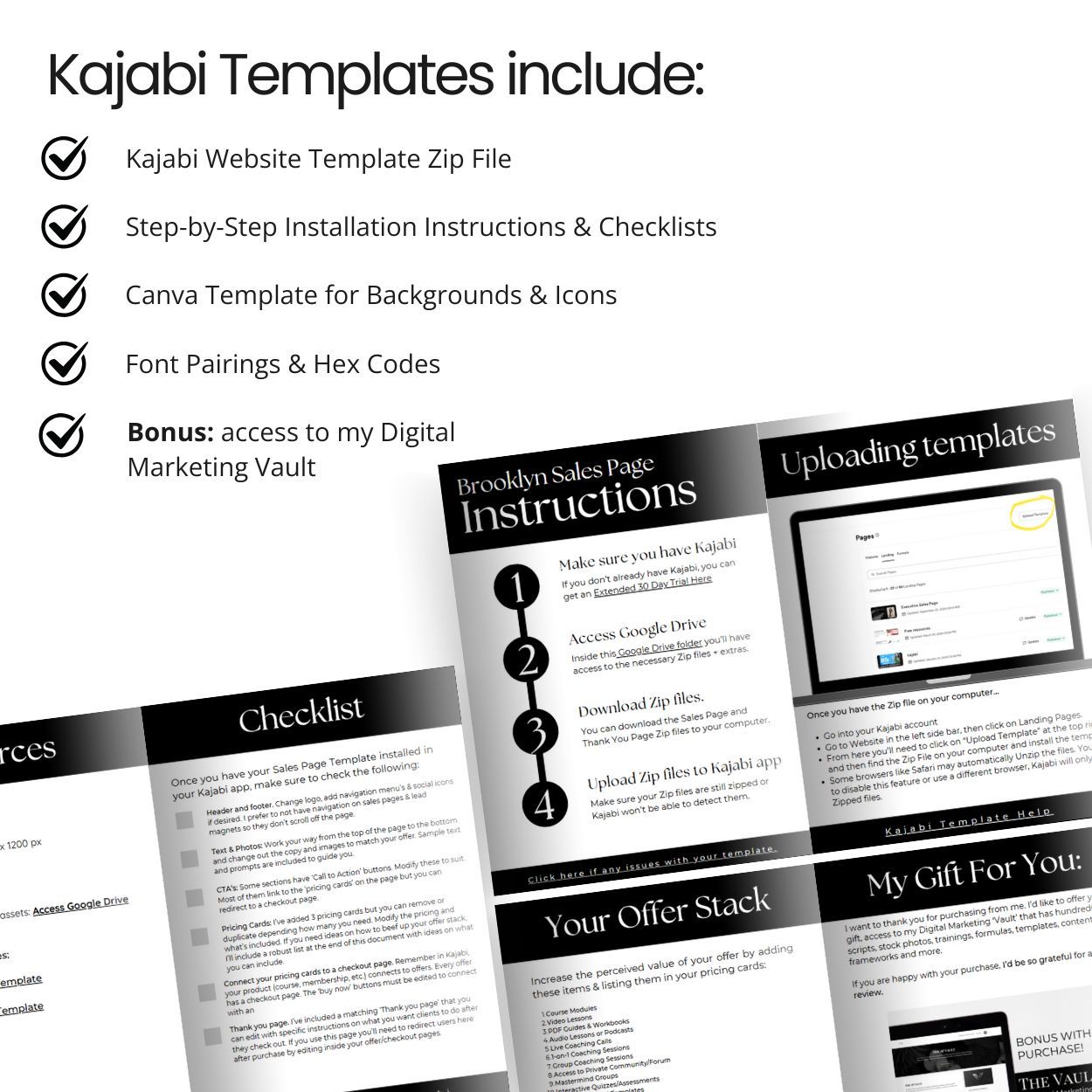Flat layout of Kajabi Template instruction manual