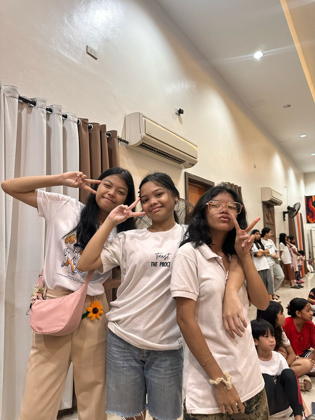 Happy kids group selfie