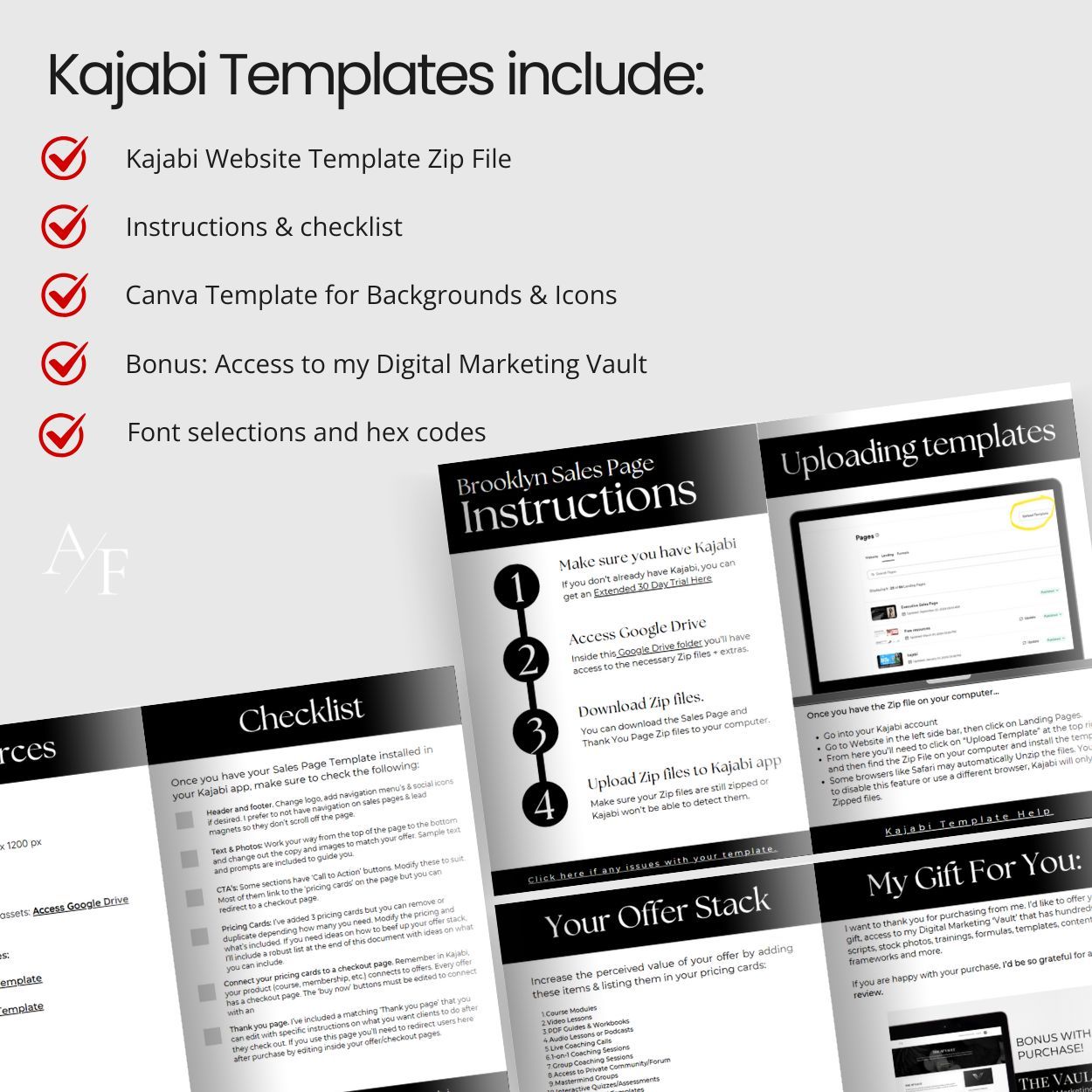 Flat lay of the Empress Kajabi Website instruction booklet