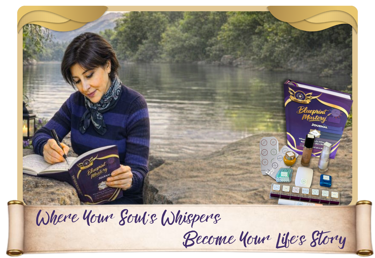 From Scarcity to Abundance: The Alchemy Formula - Woman drinking water with desert transforming to lake