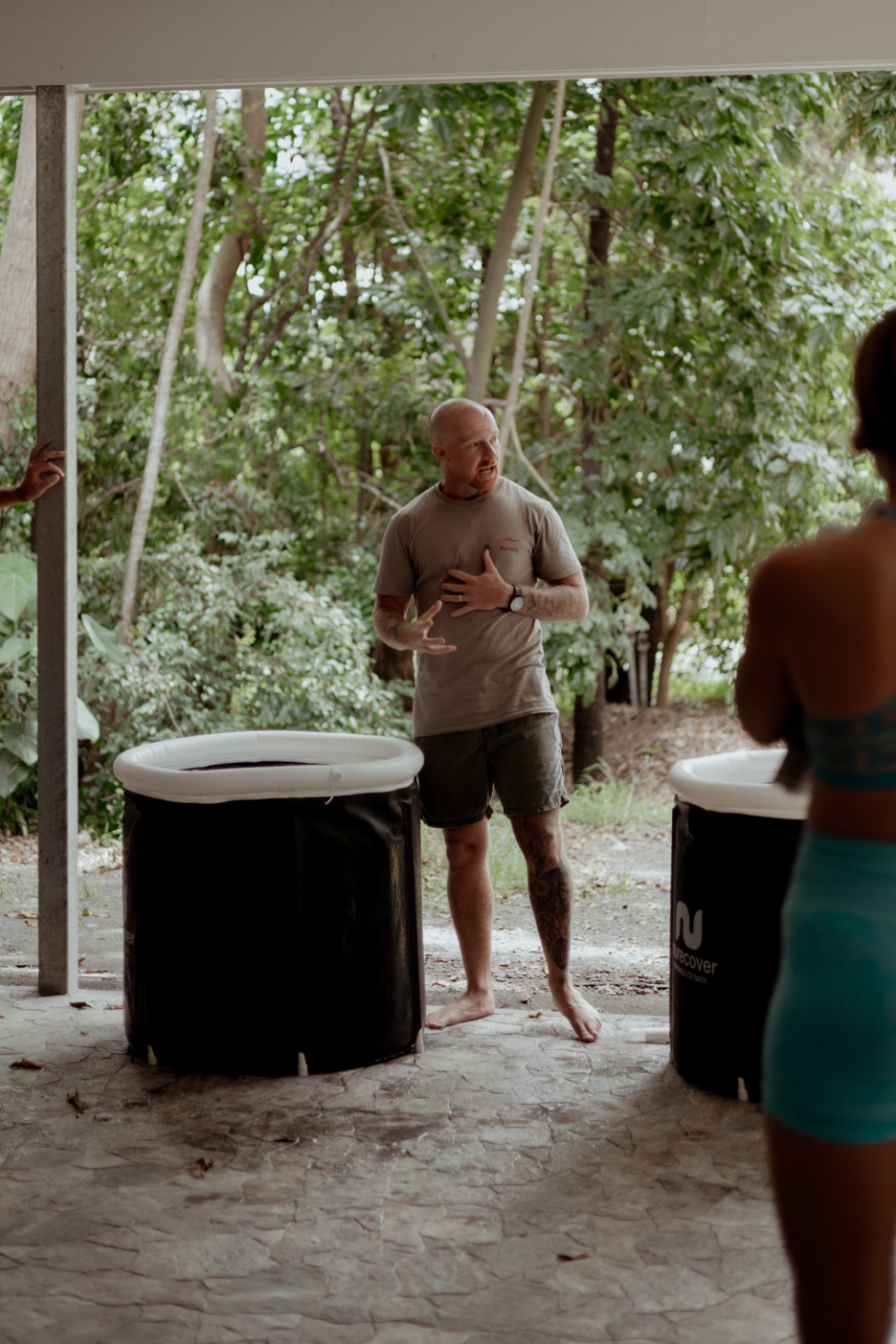 Brendan Holland, guide and breathwork facilitator holding private men’s immersions