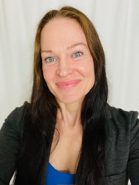 Image of smiling dark haired professional woman, neurodiversity affirming therapy telehealth online courses autism ADHD