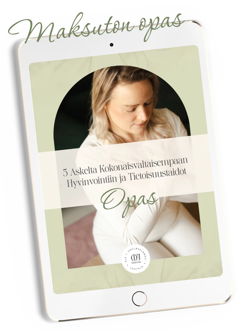 maksuton kokonaisvaltaisen hyvinvoinnin opas naisille iPadin ruudulla