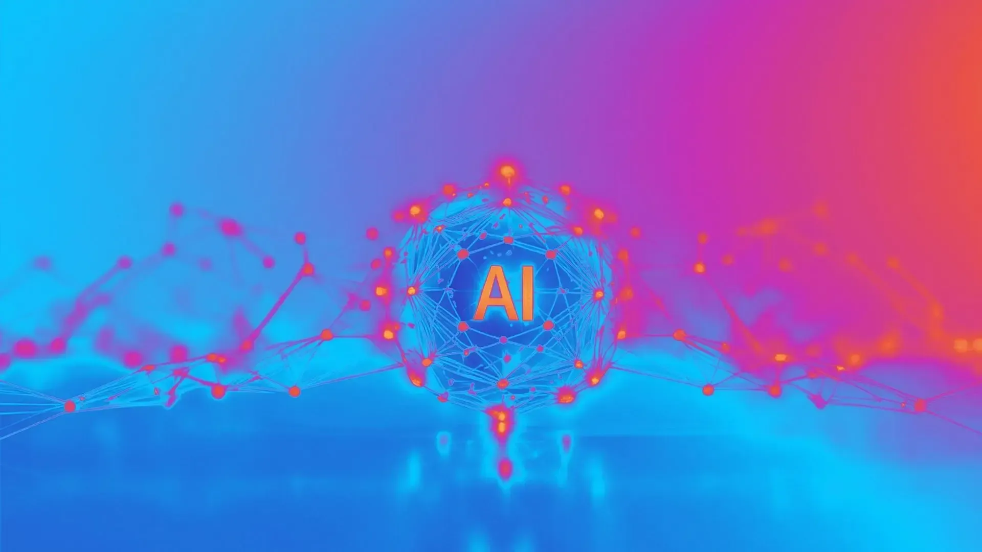 Network of AI on purple background