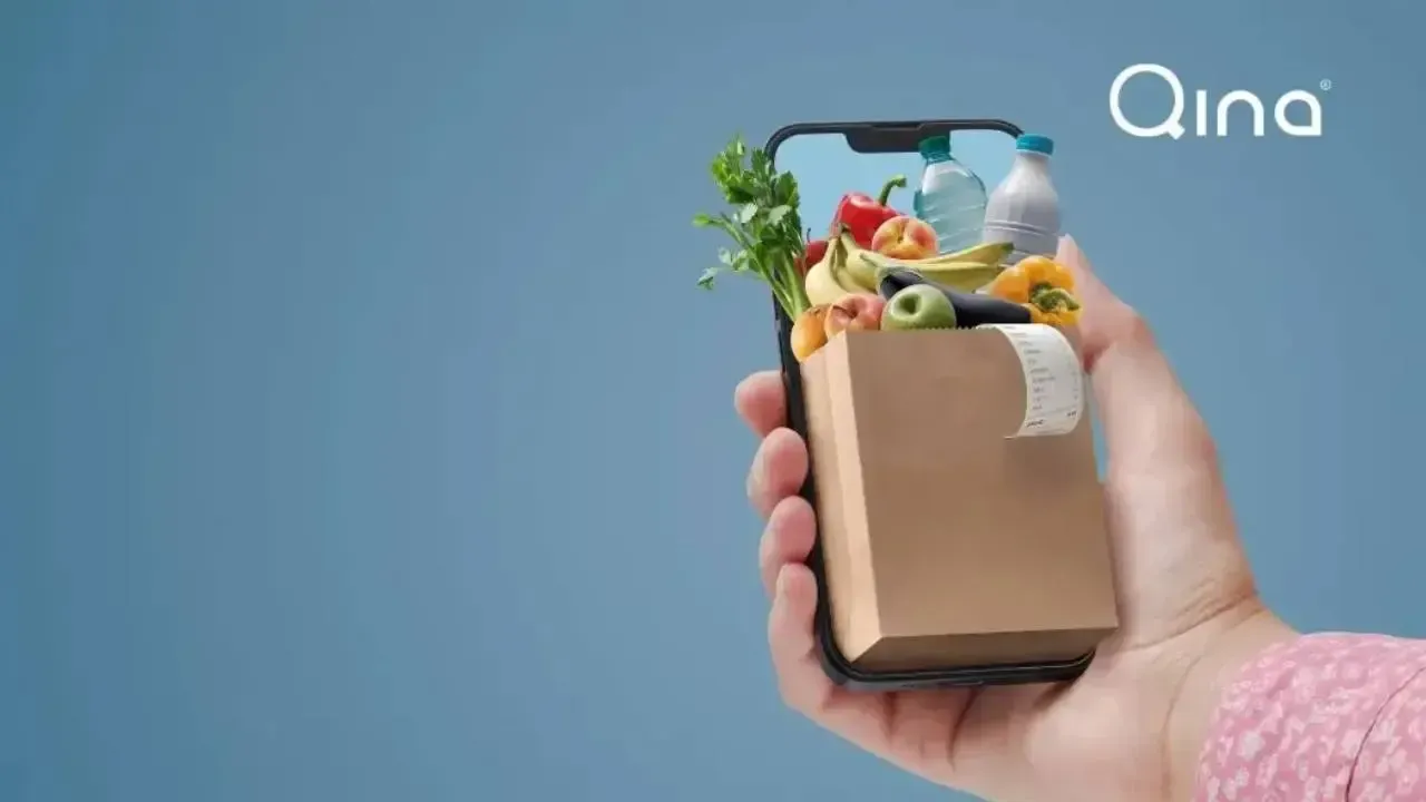 Paper bag with fresh food