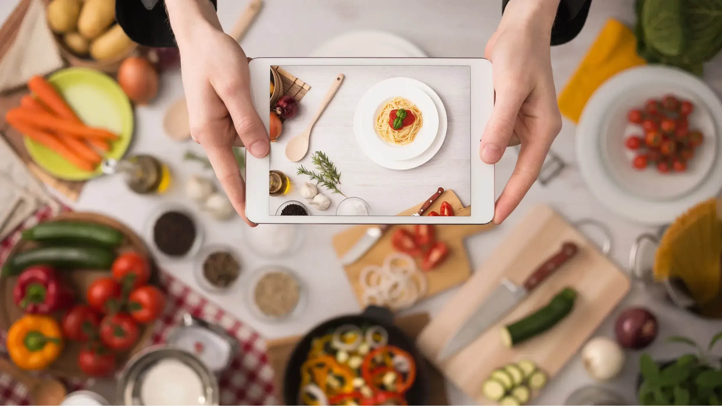 Food  picture with tablet