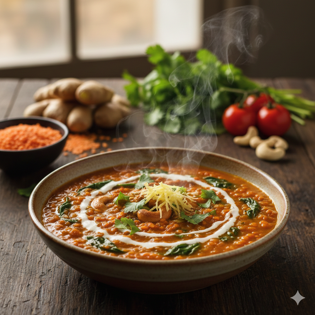 Spinach & Ginger Red Lentil Curry