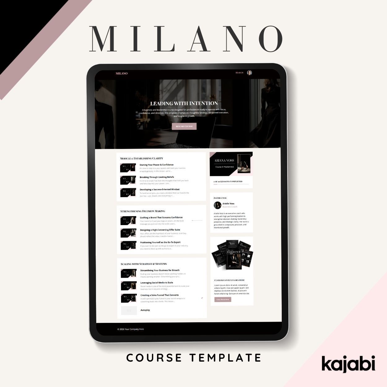 Milano Course Kajabi Template