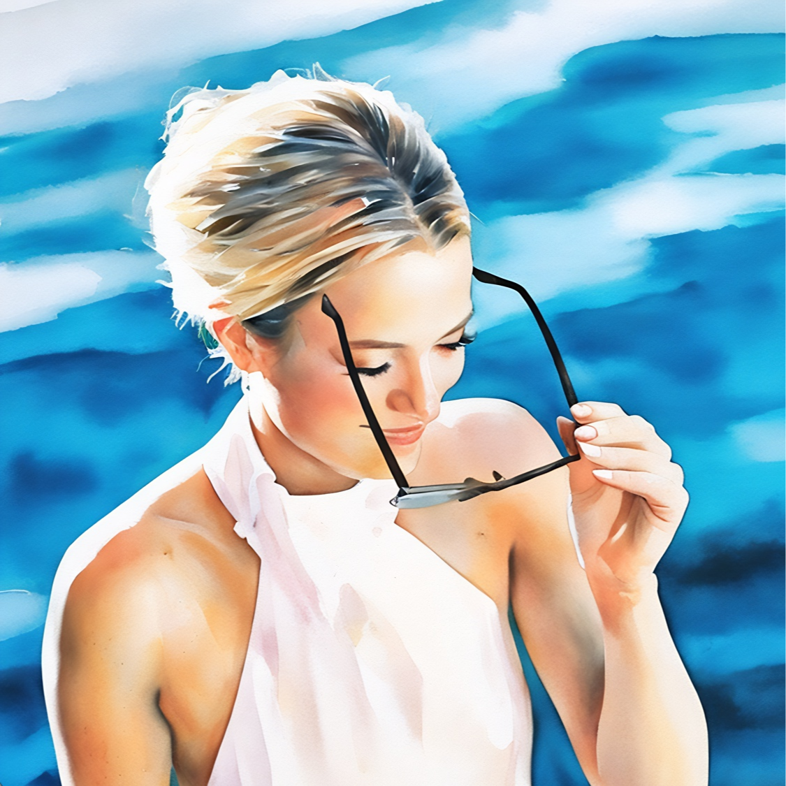 Photo of a Satsified Women Relaxing in a Hot Spring by Haute Stock