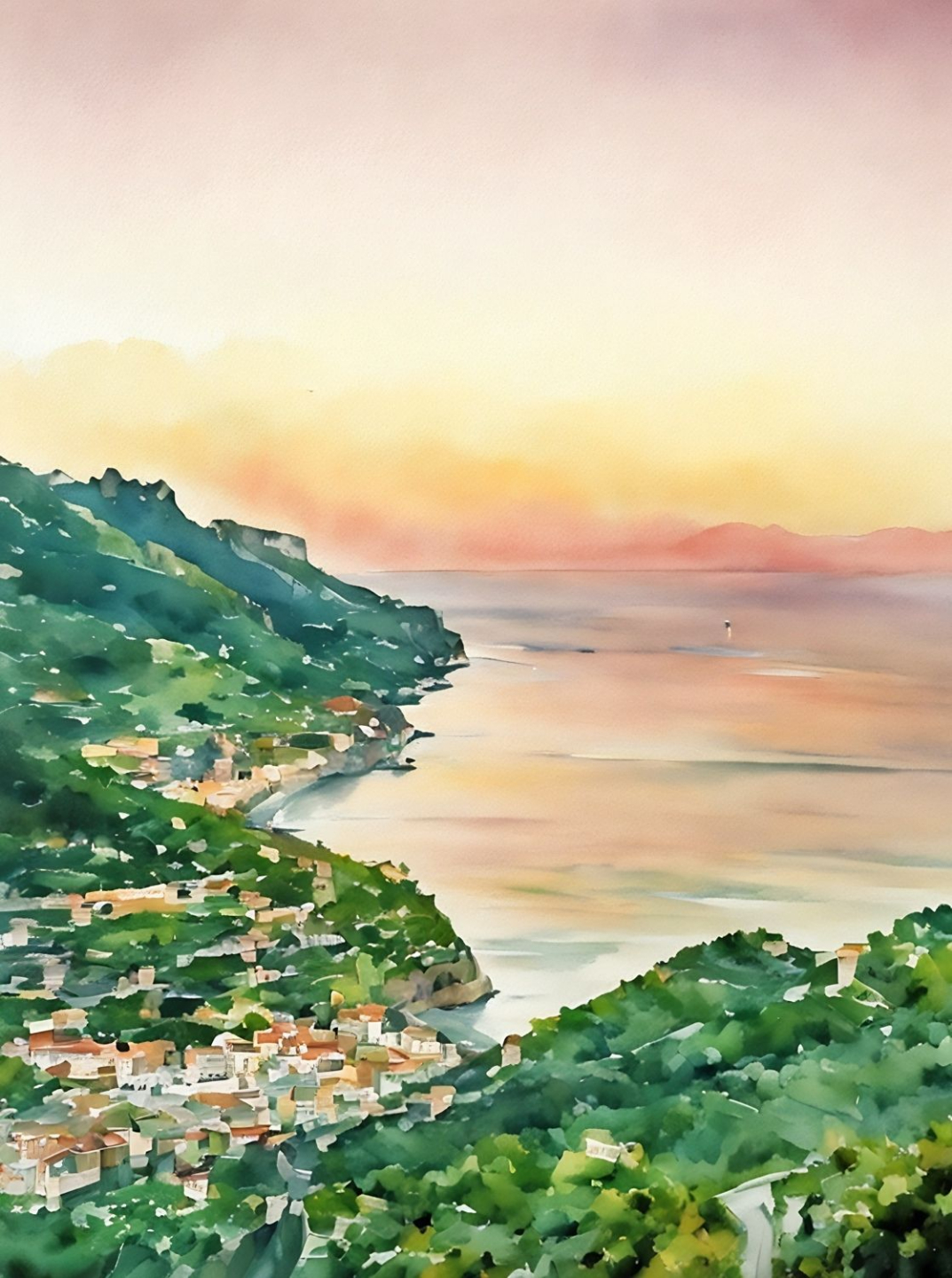 Watercolor of a Gorgeous Sunset by Haute Stock