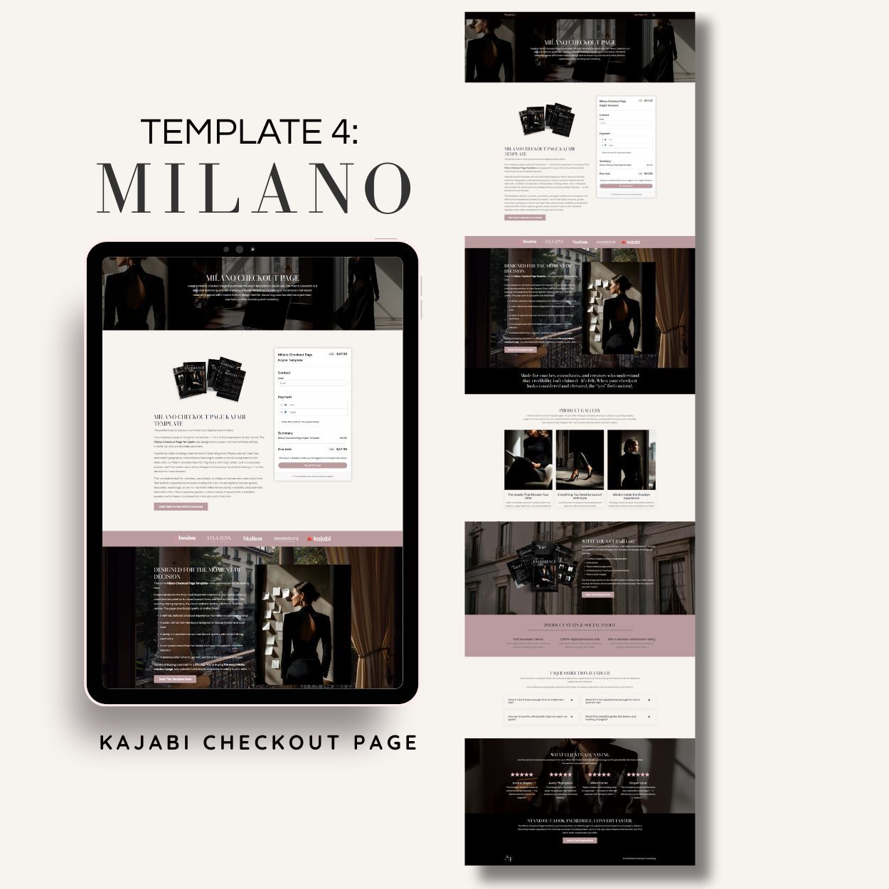 Milano Kajabi checkout page template with elegant layout and conversion-focused design