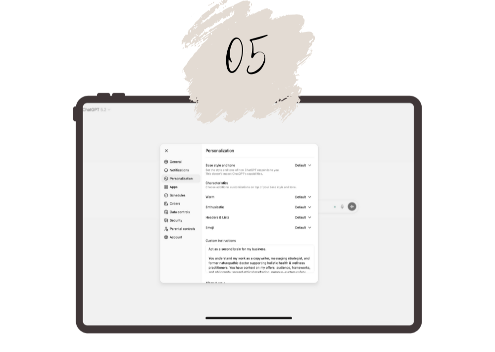 ChatGPT Custom Instructions Tutorial Mockup