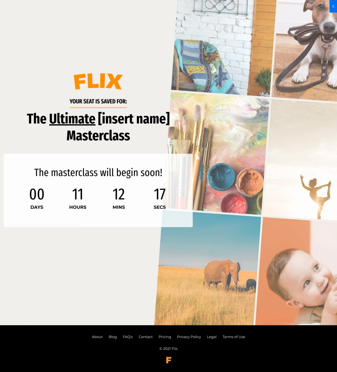 Kajabi Premium Template for a Webinar - in the Flix Style