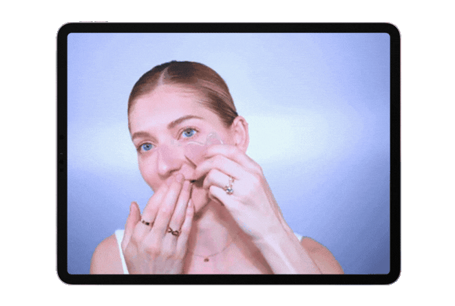 Image of Valeriia demonstrating face taping