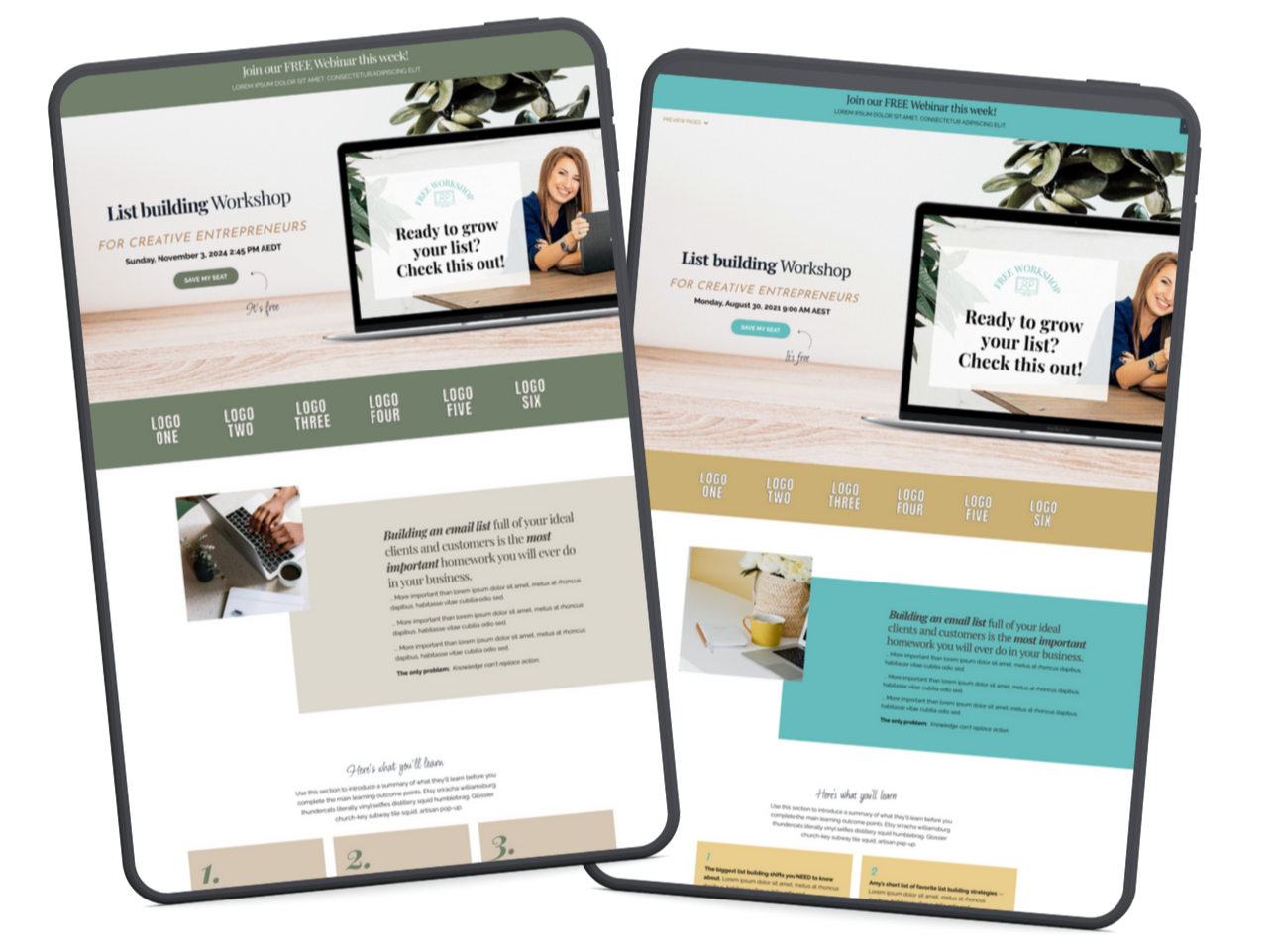 Kajabi Premium Template for a Webinar - in the Aimee Blue Style