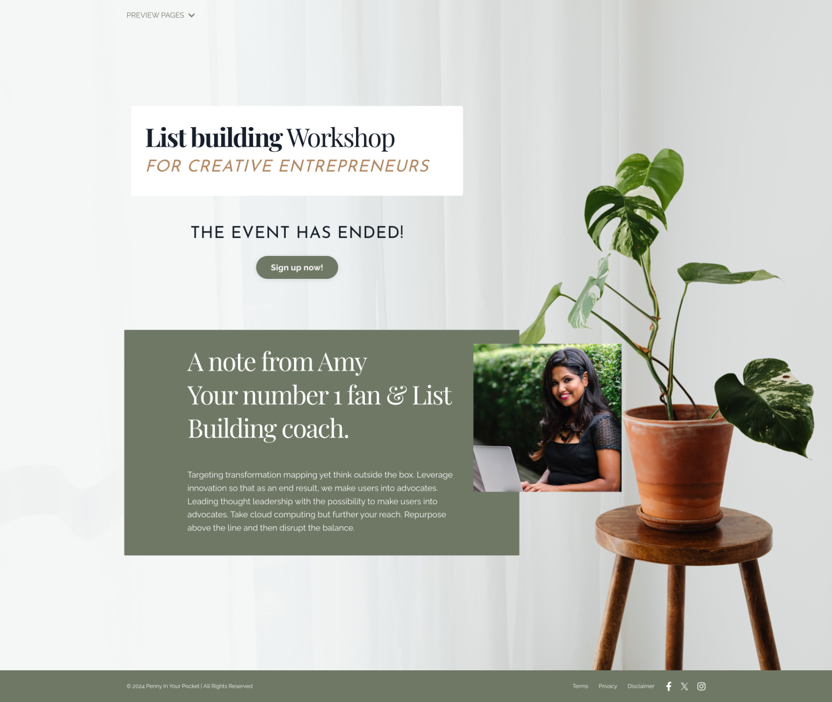 Kajabi Premium Template for a Webinar - in the Aimee Blue Style