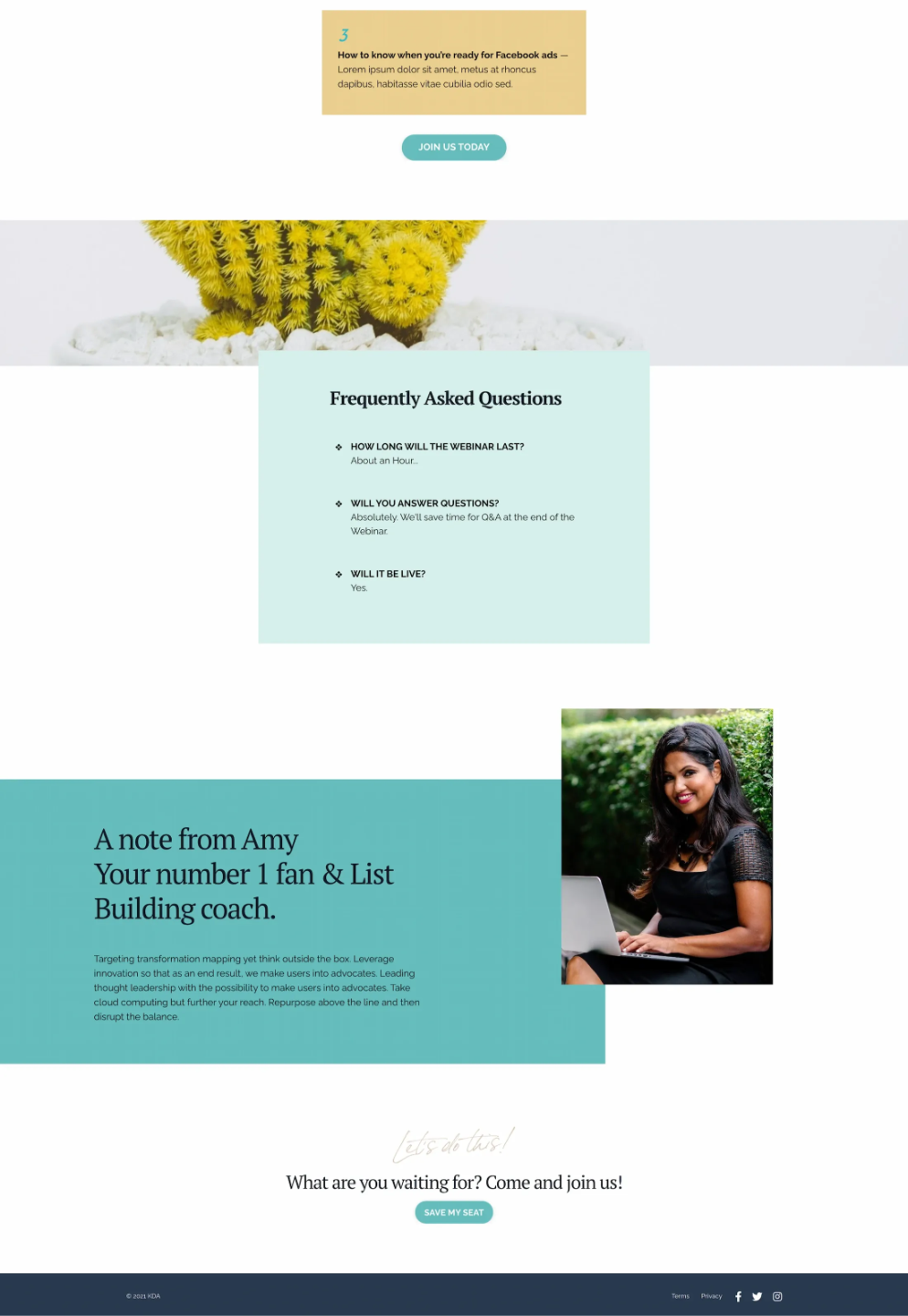 Kajabi Premium Template for a Webinar - in the Aimee Blue Style
