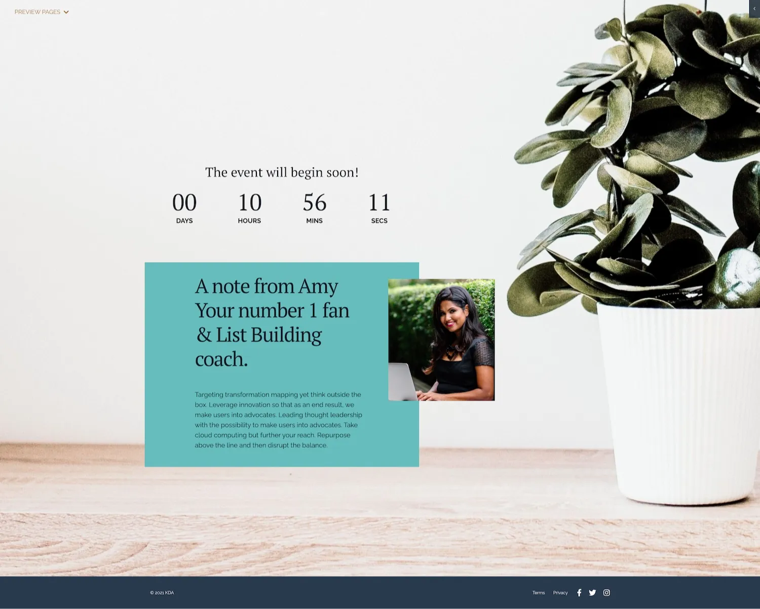 Kajabi Premium Template for a Webinar - in the Aimee Blue Style