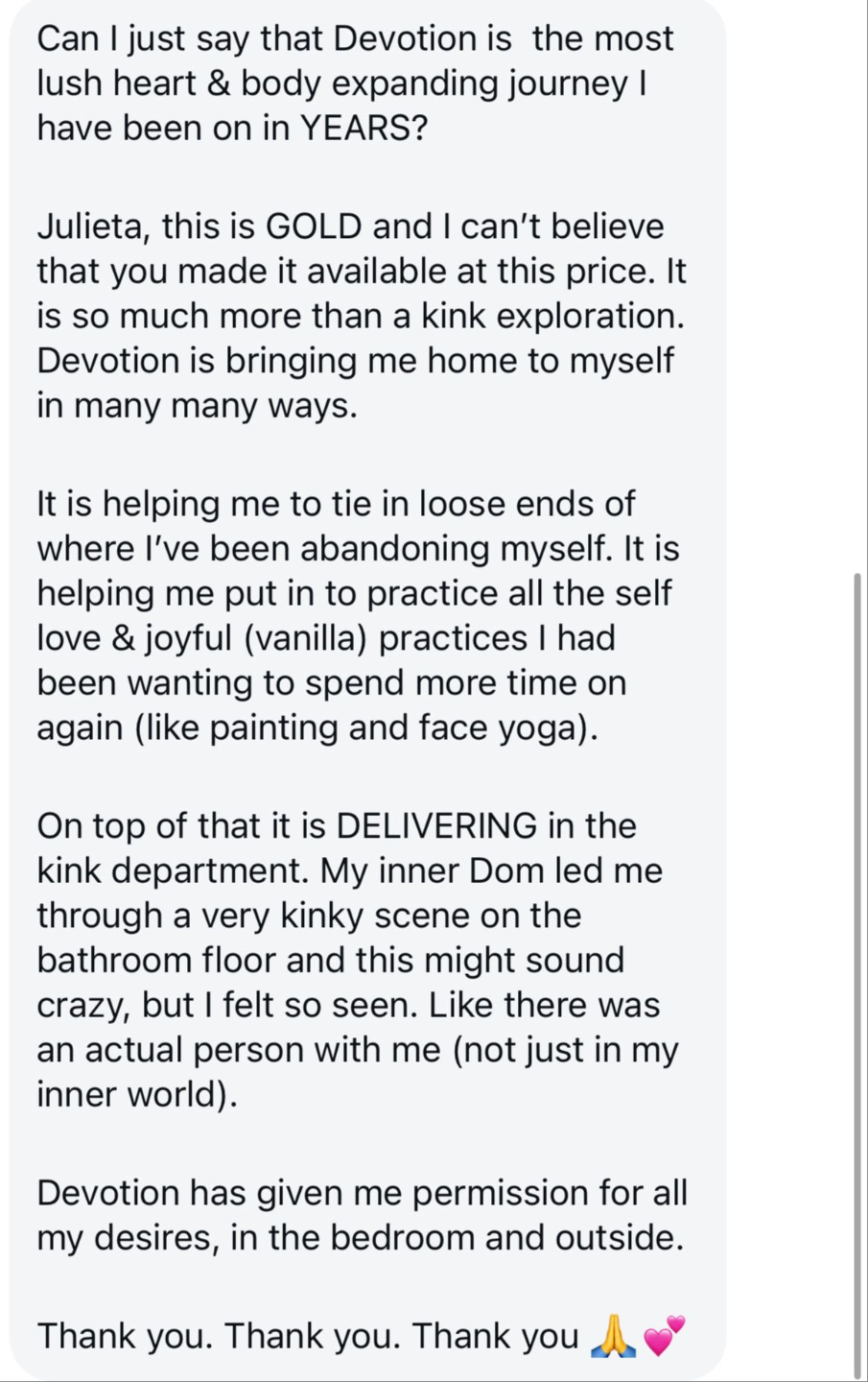 Review of Julieta Chiara's Devotion Challenge