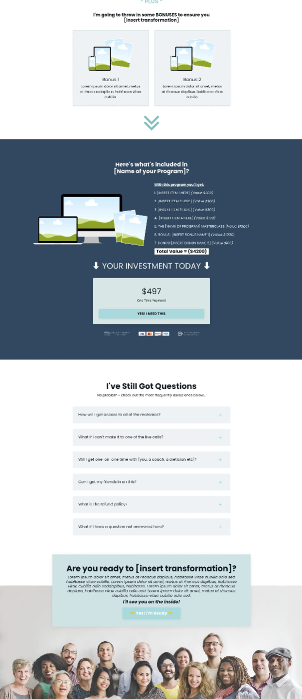 Kajabi Premium Template for a Sales Page - Health Industry