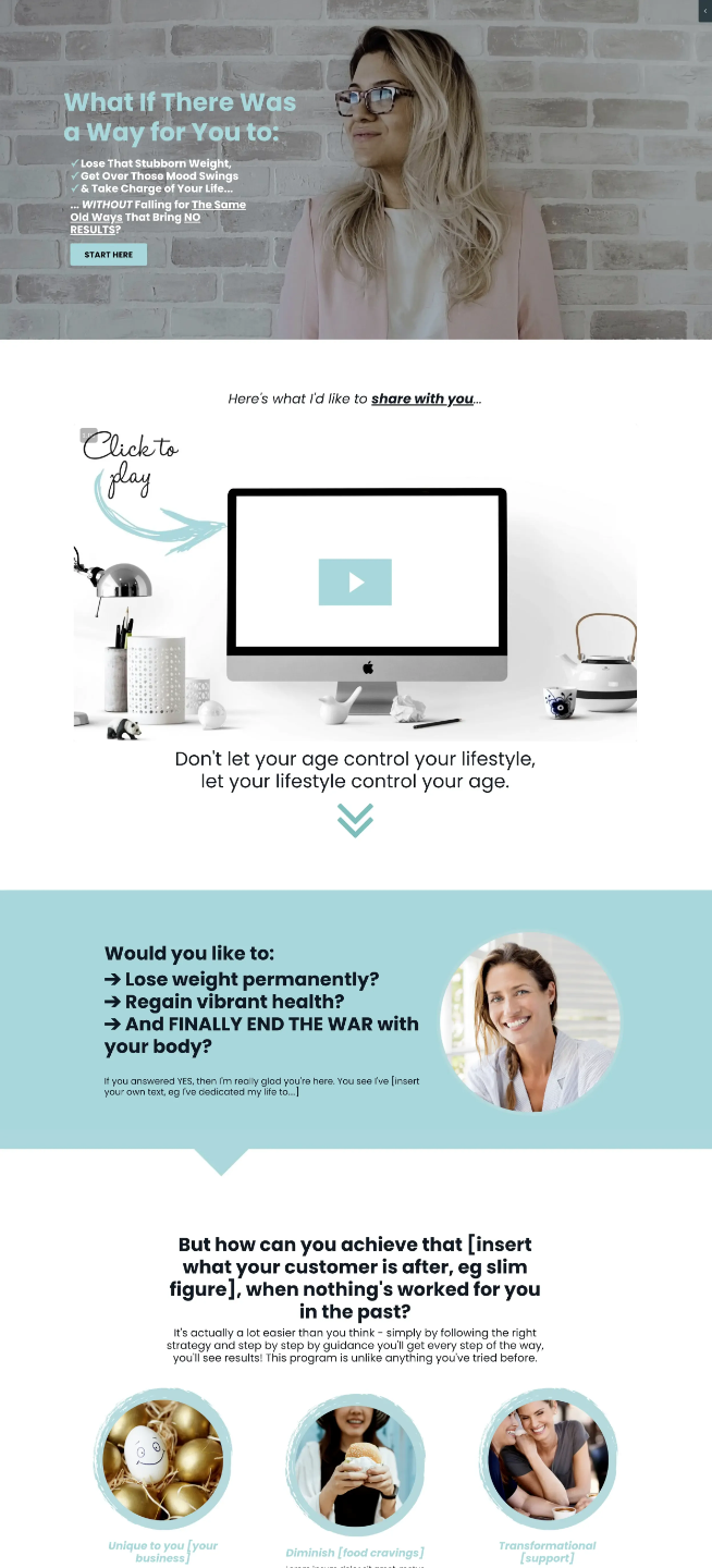Kajabi Premium Template for a Sales Page - Health Industry