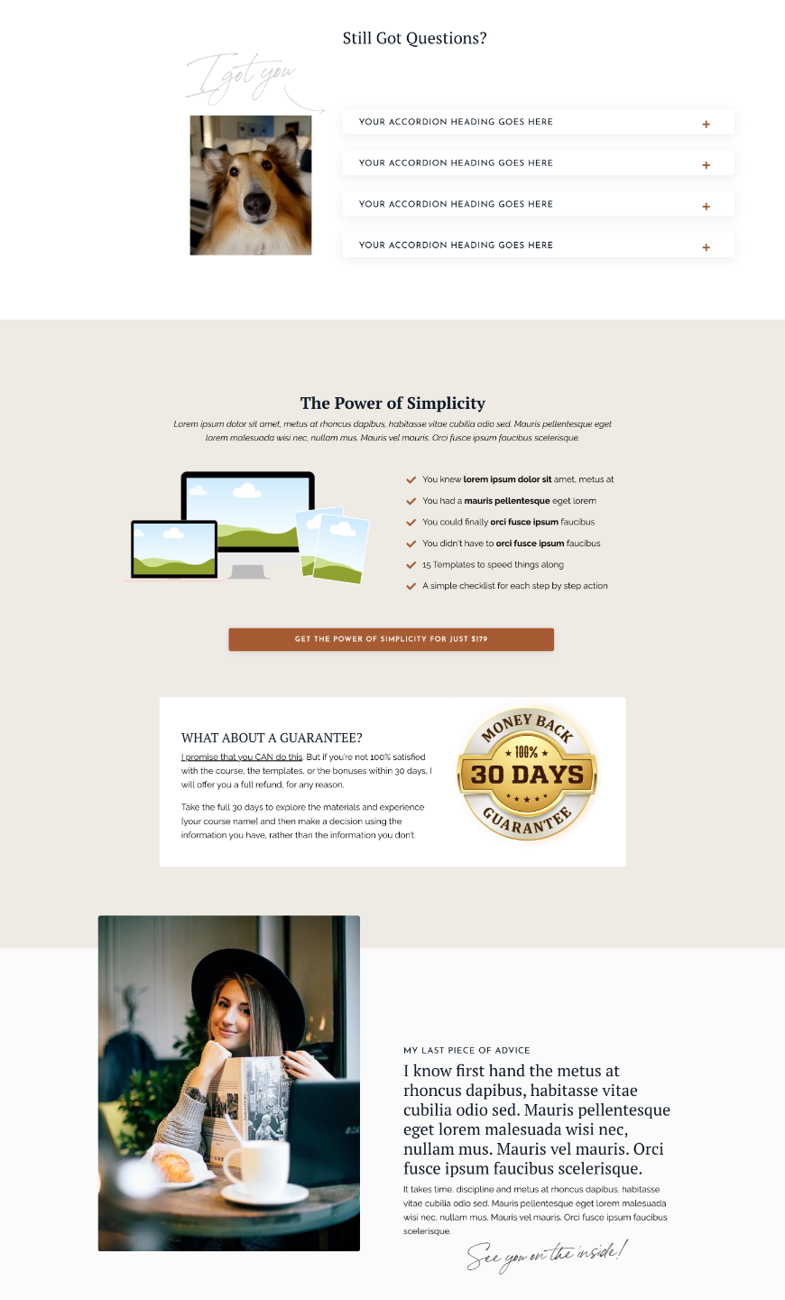 Kajabi Premium Template for a Sales Page - Just Jenny Style