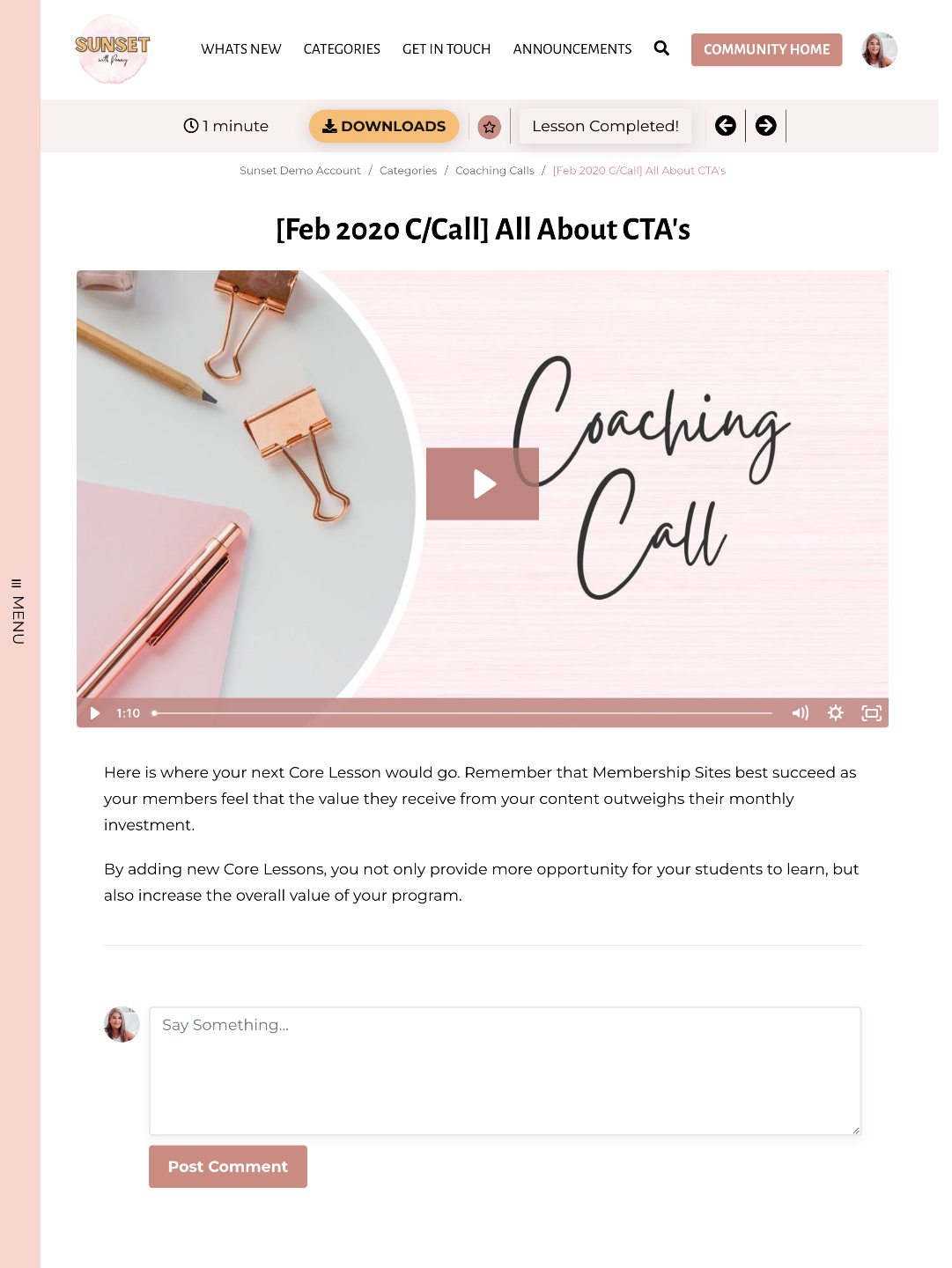 Kajabi Product Template for a Course - Sunset Pro Style - in pink