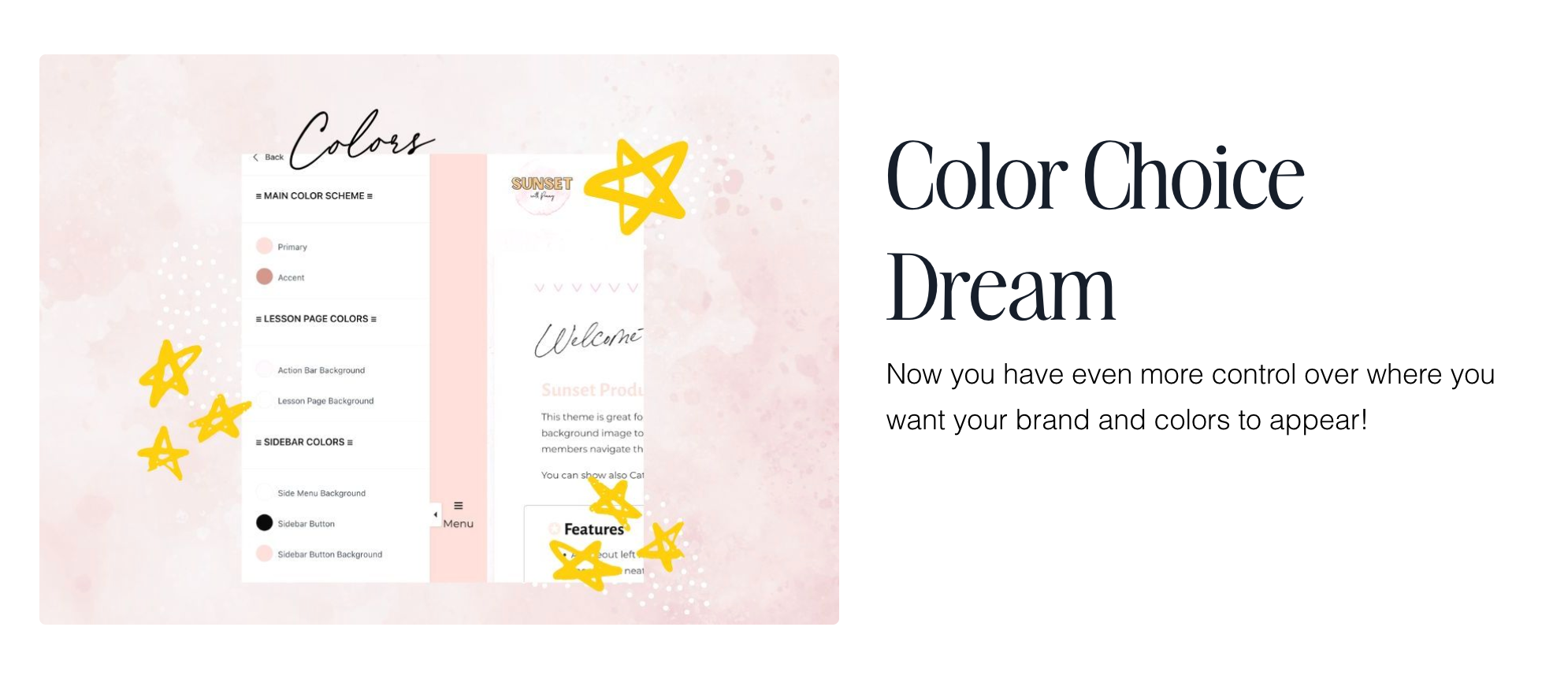 Kajabi Product Template for a Course - Sunset Pro Style - in pink