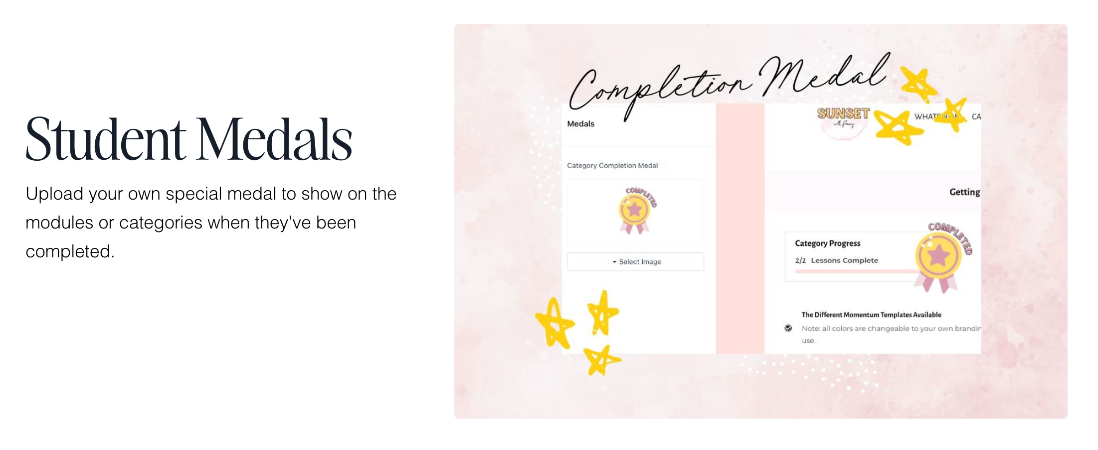 Kajabi Product Template for a Course - Sunset Pro Style - in pink