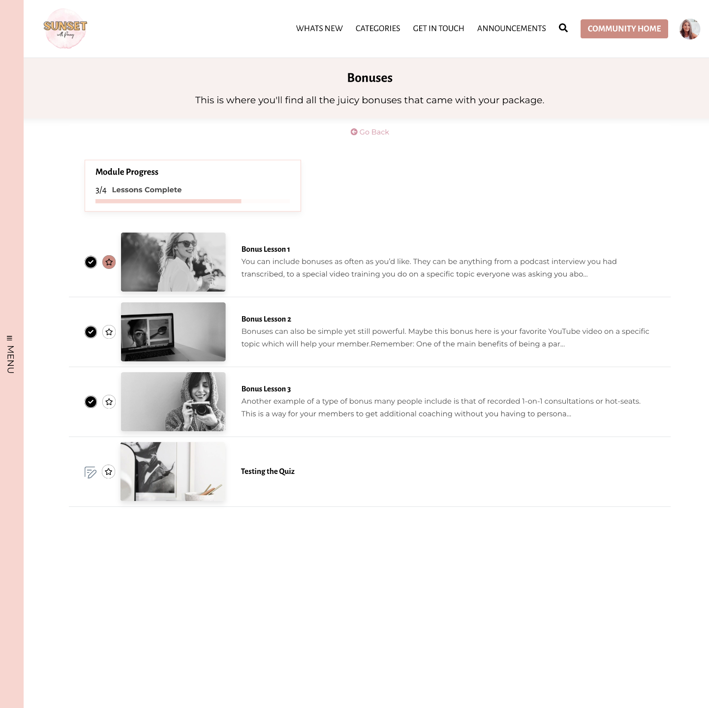 Kajabi Product Template for a Course - Sunset Pro Style - in pink
