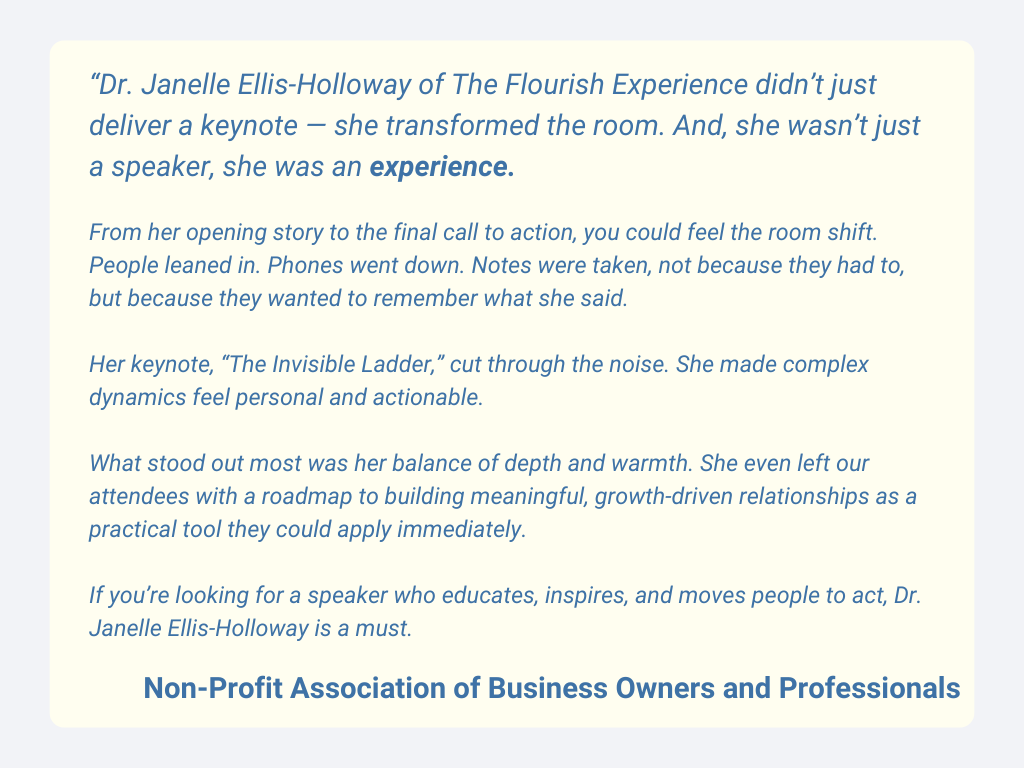 Testimonial working with Dr. Janelle Ellis-Holloway