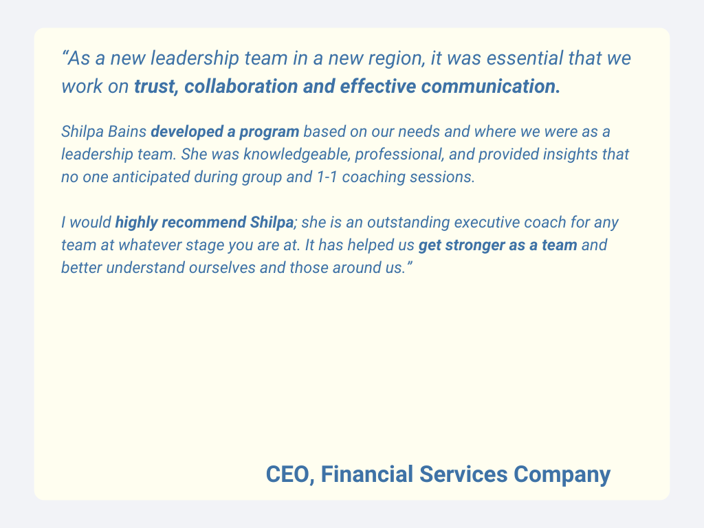 Flourish Experience Testimonial