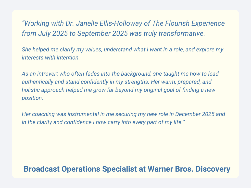 Review Working With The Flourish Experience for Training