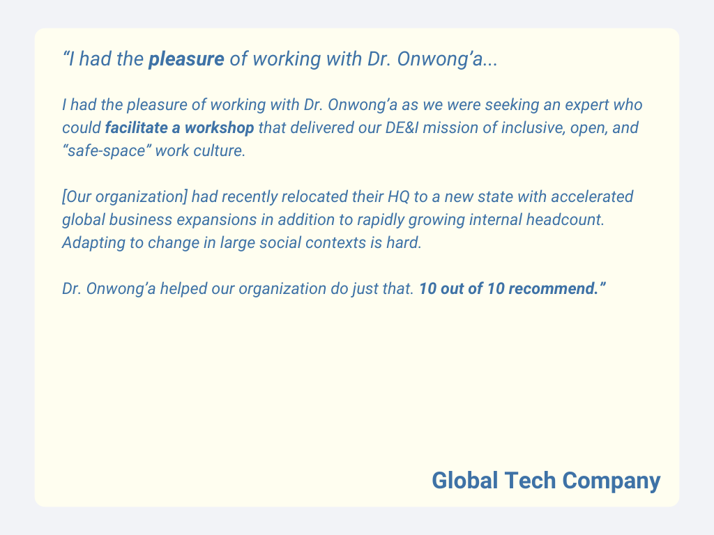 The Flourish Experience Workshop Testimonial