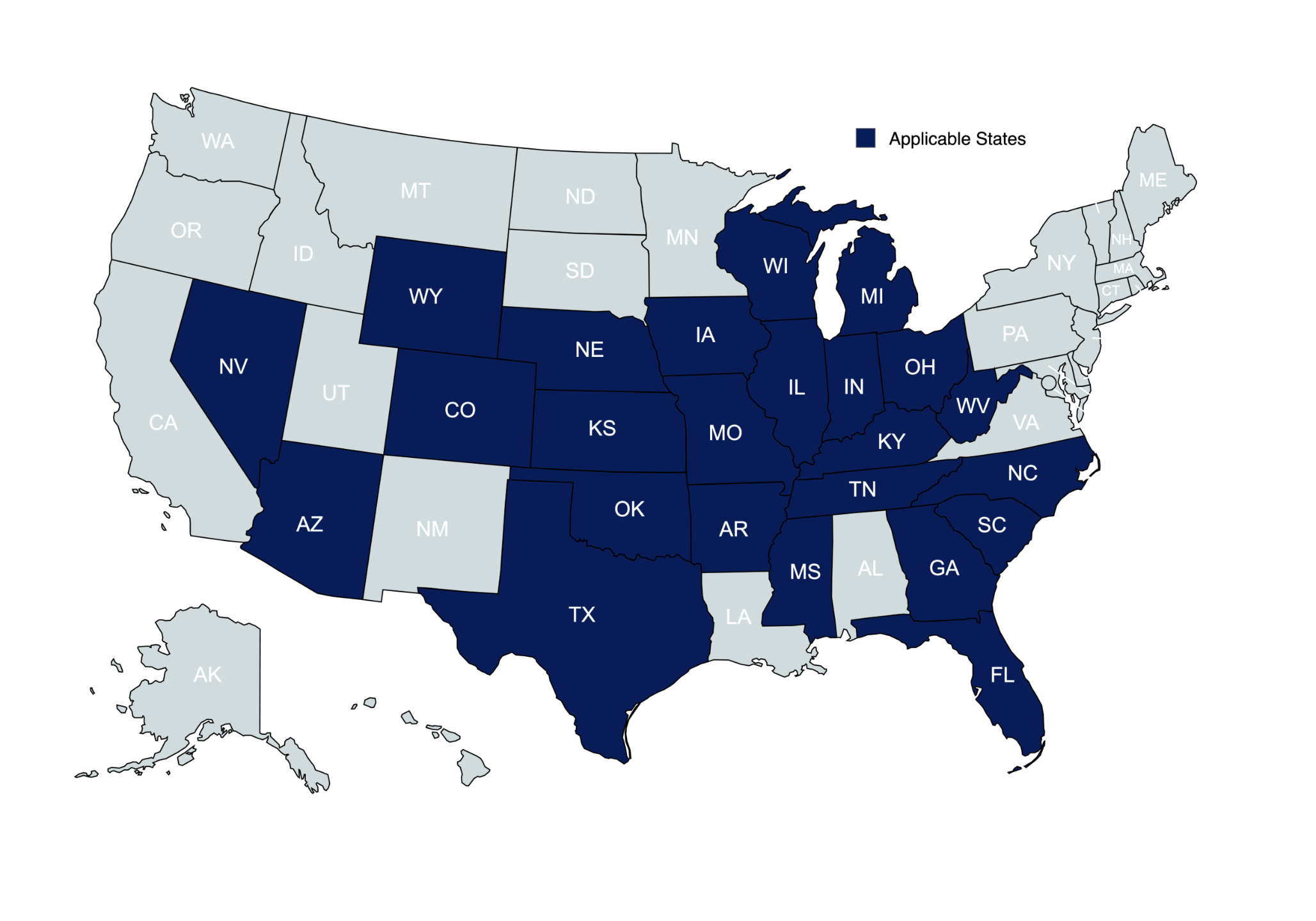 PlanShaman Available States / Applicable States