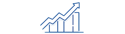 Icon showing an upward growth chart representing coverage that supports a growing coaching practice.
