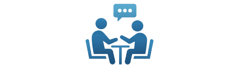 Icon representing life coaches providing professional coaching services in person, online, or in group settings.