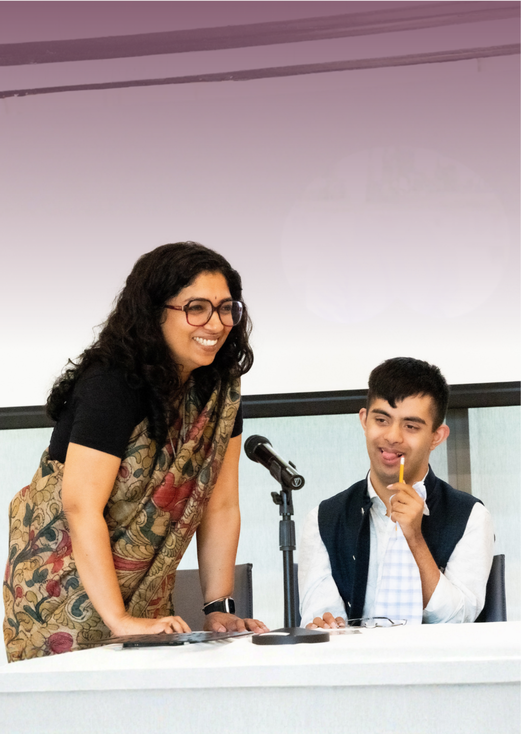 Dr. Vaish Sarathy leading a workshop on education strategies for students with Down Syndrome or Autism